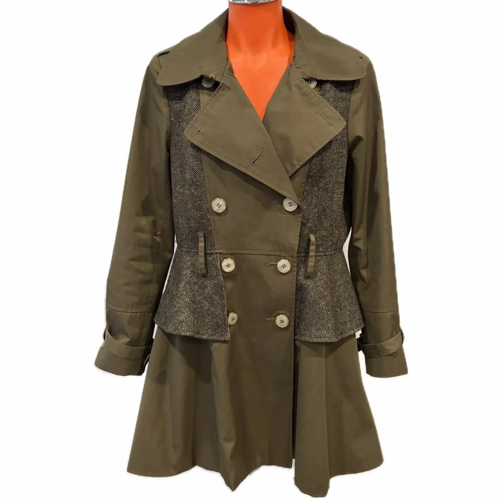 Steve Madden Olive Green Peplum Trench Coat